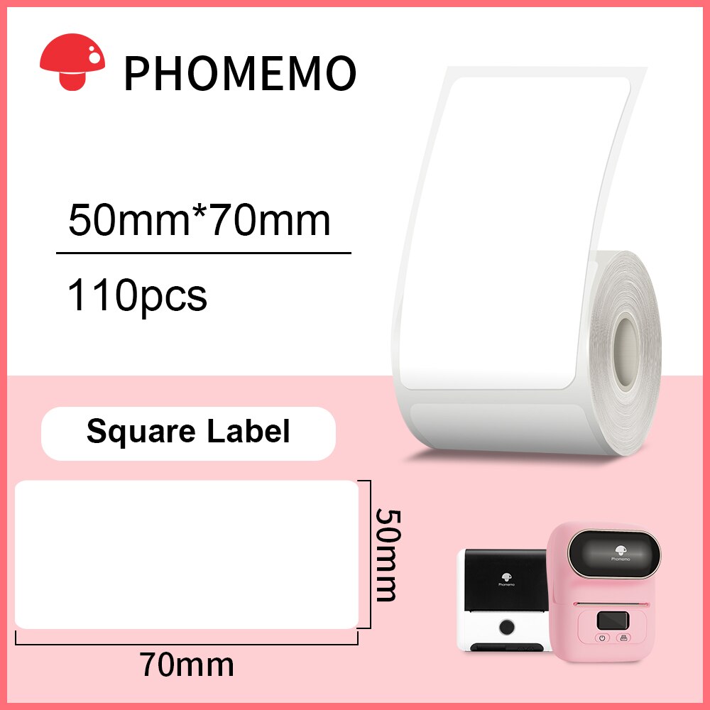Phomemo – papier autocollant rectangulaire blanc, étiquette autocollante pour imprimante Phomemo M110/M200, Identification étanche: Rectangle 50x70mm