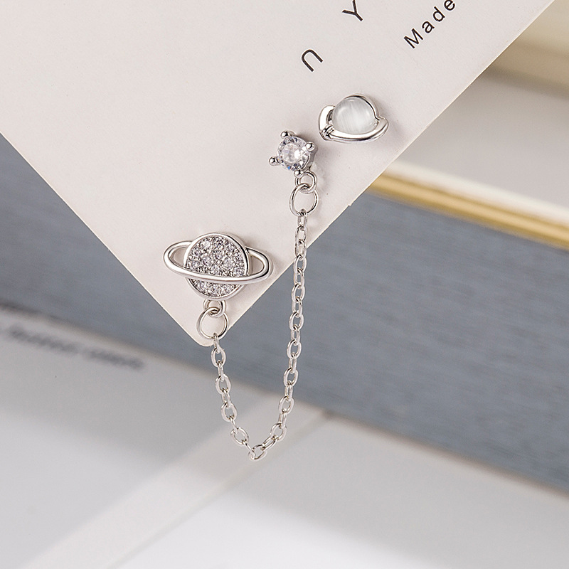 CIAXY-pendientes asimétricos de estrella de cuatro puntas para mujer, aretes de gota de cadena de borla Simple, joyería de de: Bronce antiguo plateado