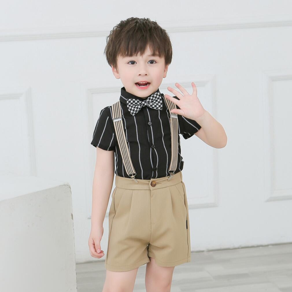 Summer Baby Boy Costume Black White Blazer Shorts Kids Formal Suits Children School Outfits Little Host Models Boys Dress