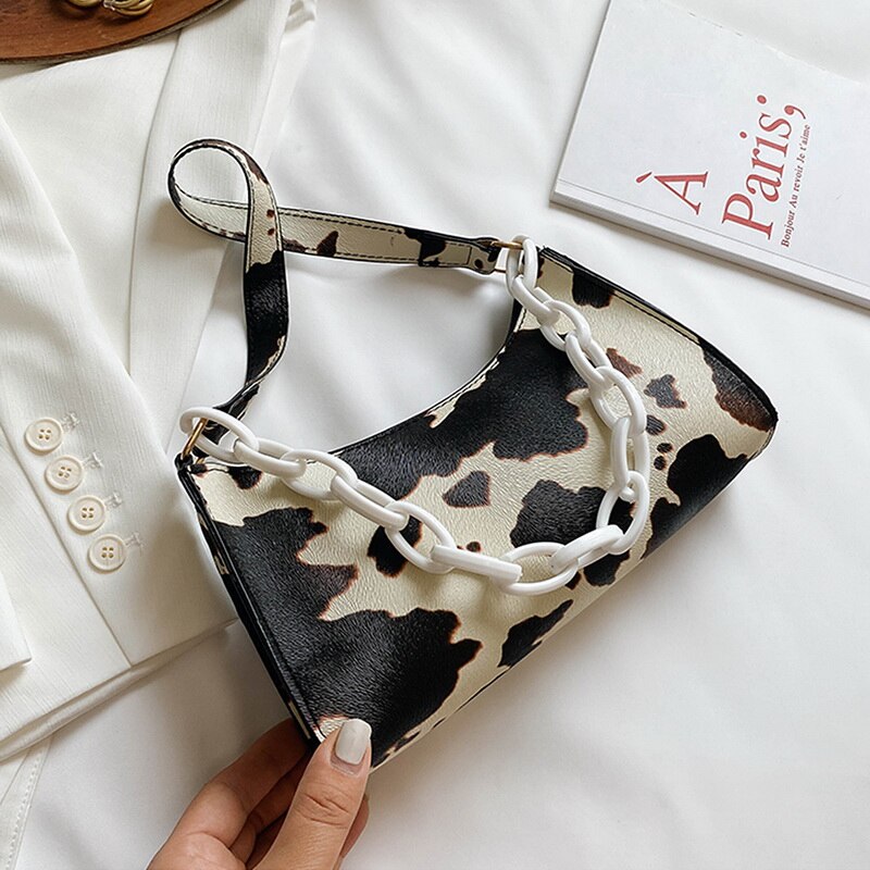 Di modo di Latte di Mucca Borsa Delle Donne di Stampa Borsoni Femminile casuale Sotto Le Ascelle Borse A Spalla Popolare Semplice Femminile Borsa Quotidiana per Dropshipping: 7