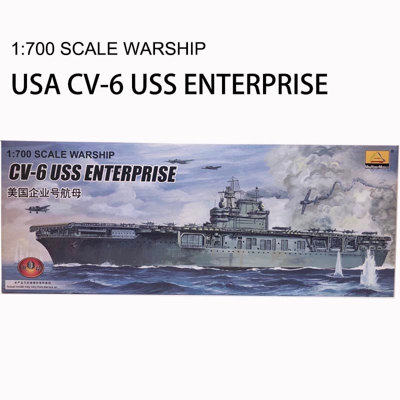 30Cm Oorlogsschip CV-6 Uss Enterprise Vliegdekschip Plastic Montage Model Elektrische Speelgoed