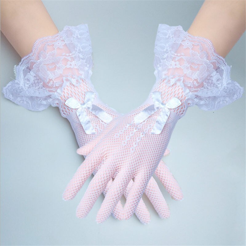 1 par niñas niños blanco Beige negro encaje Faux perla guantes de rejilla flor de la comunión niña novia ceremonia Accesorios