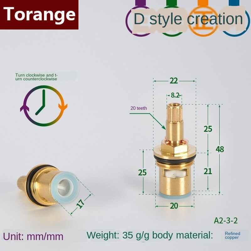 Faucet copper valve core and cold water fast opening triangle valve switch ceramic valve core copper head repair parts: Section E Forward
