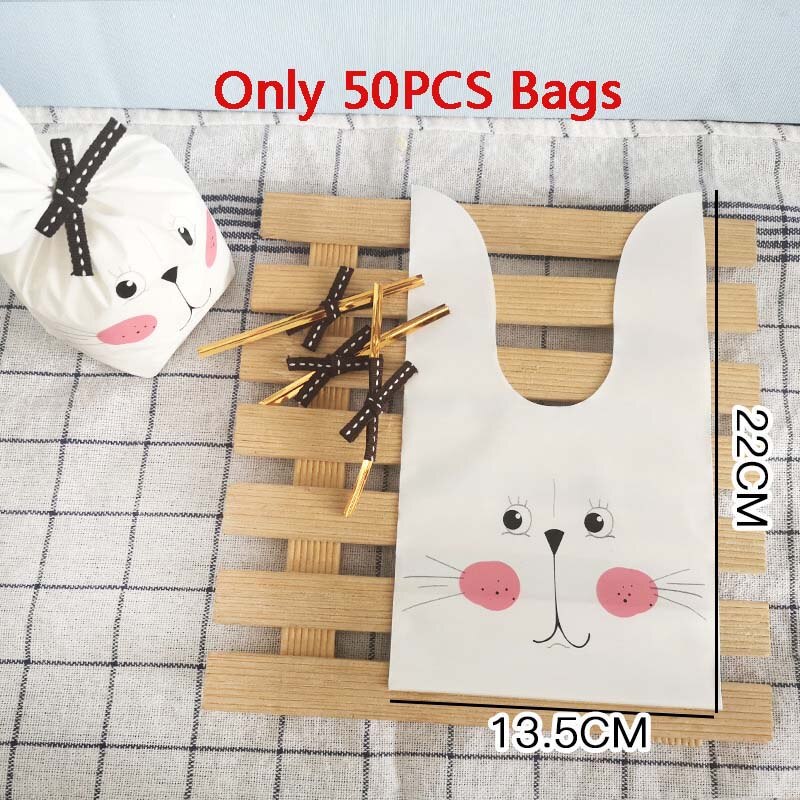 Konijn Oor Voor Sweets Bunny Verjaardag Party Goodie Bags Verpakking Bonbonniere Bag Verpakking Candy Cookie Pasen Decoratie: 50PC rabbit