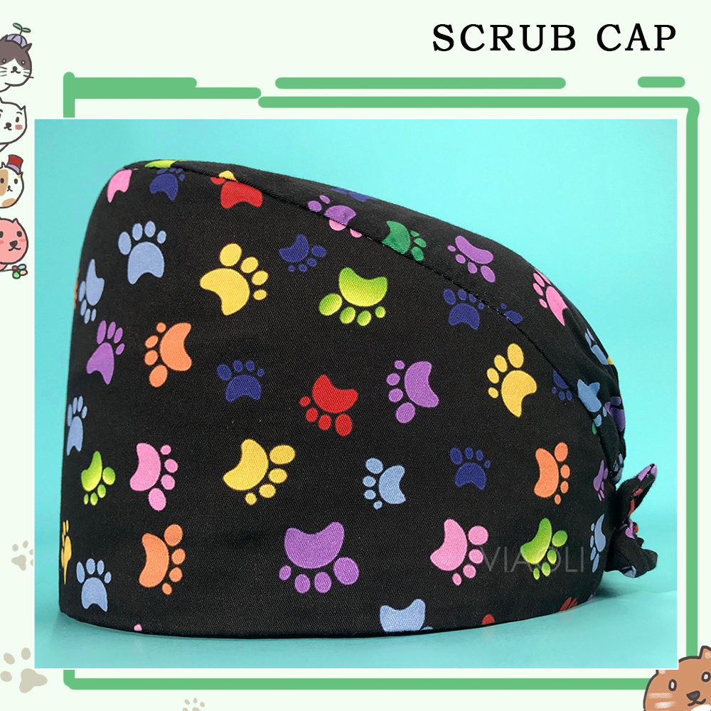 Scrubs Caps Mode Nurse Cap Dier Bedrukt Verstelbare Chirurgische Hoed Ziekenhuis Accessoires Dierenwinkel Werkhoeden: Oranje