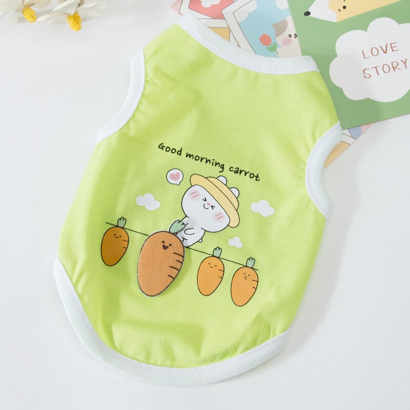 Vêtements mignons de chiot de dessin animé pour petits chiens, Costume de loisirs de printemps pour chat imprimé, vêtements pour animaux de compagnie pour teddy sport: Green / XXL