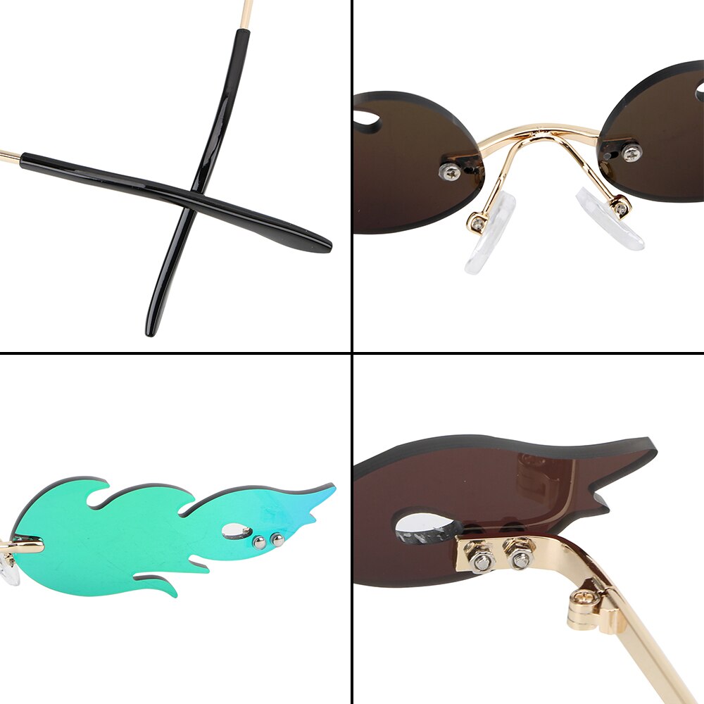 Leepee fire flame solbriller bil kjørebriller trending smale  uv 400 briller kantløse bølge solbriller streetwear