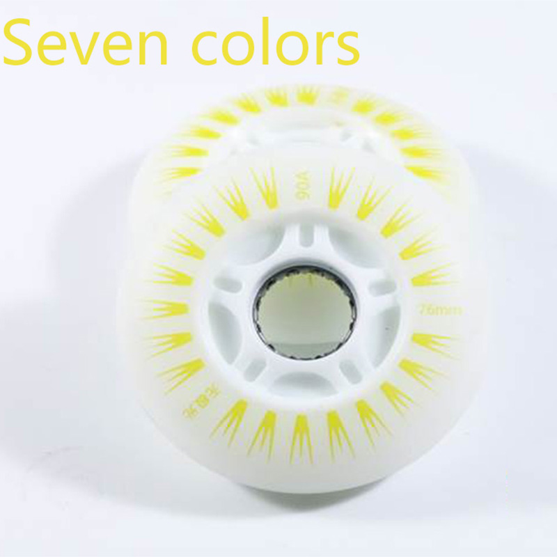 8 stk/sett aurora flash rulleskøyter lysende hjul for inline skate trening pu brems flatt blomsterhjul lysende 72mm 76mm 80mm: 8 stk fargerike 80mm