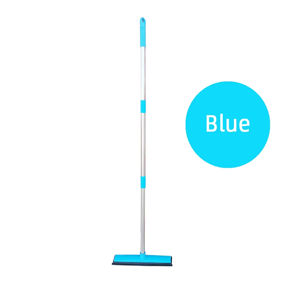 Vassoura de borracha para cabelo de animais de estimação, escova de chão, vassoura de aço inoxidável com rodo, removedor de pelos, limpeza para tapete, removedor de pelos de cães: Azul
