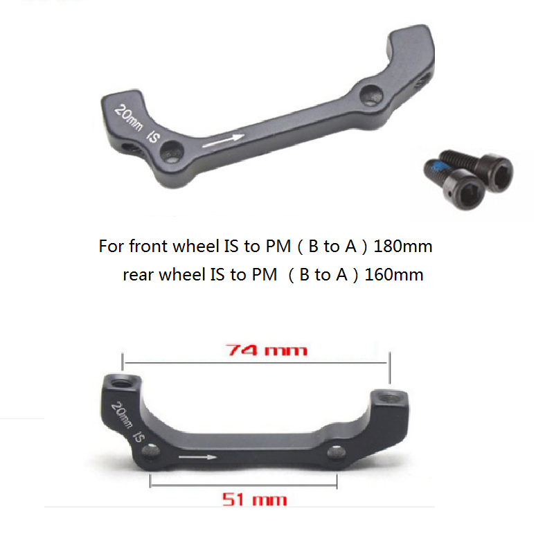 Soporte de freno de disco de bicicleta de montaña, adaptador de freno de disco para bici de montaña, delantero y trasero, 140, 160, 180, 203mm: IS to PM--F180 R160
