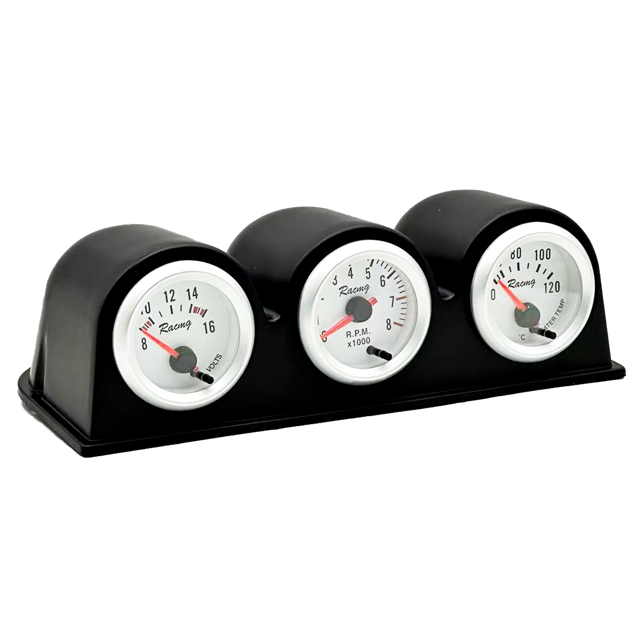 Kit de jauge 3 en 1 réglable, 7 couleurs, 52mm, voltmètre, jauge de température de l'eau, tachymètre, jauges de pour voitures et camions: Gris foncé