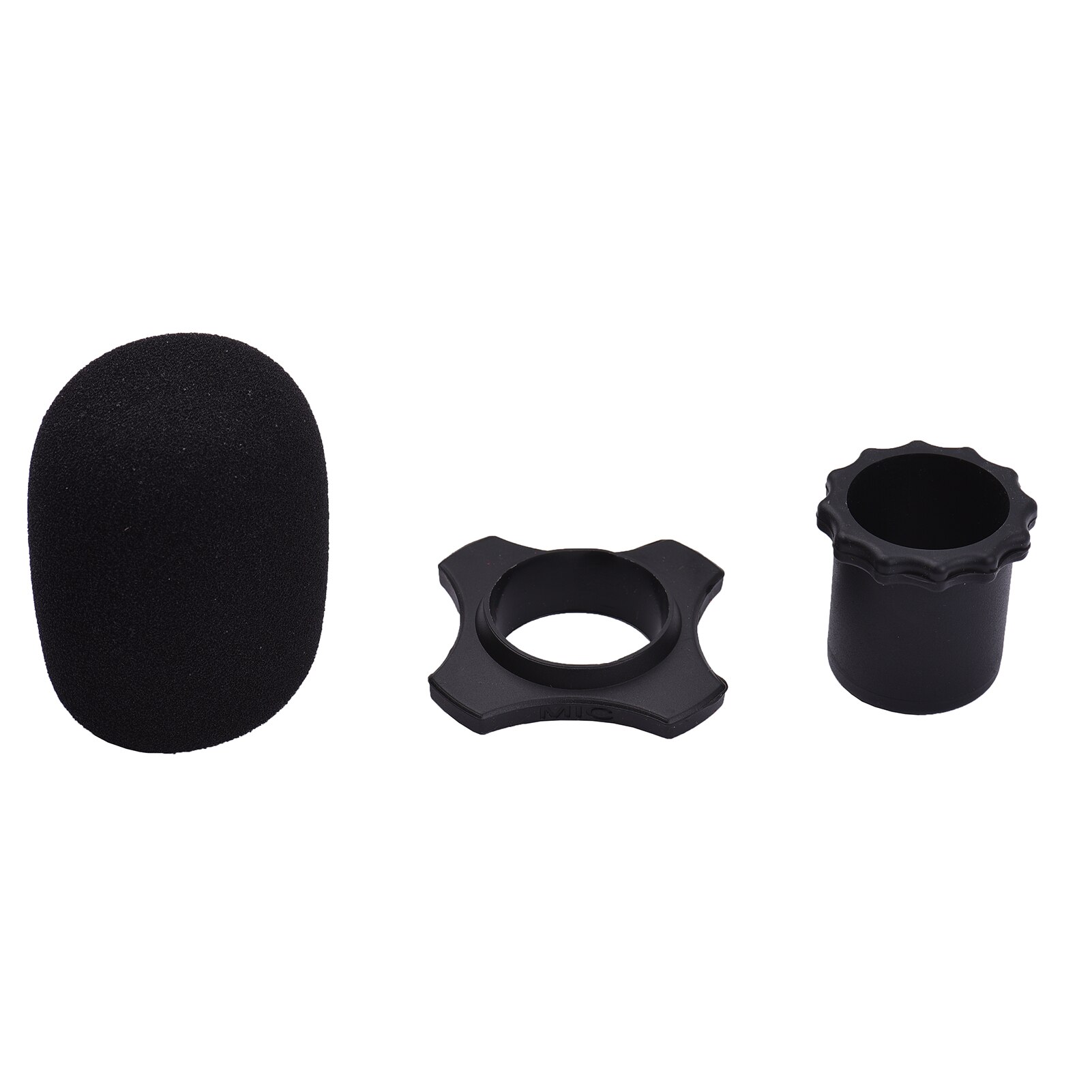 Muslady-Kit de accesorios de protección para micrófono, con parabrisas de espuma, Fondo de anillo de silicona antideslizante para micrófono de mano inalámbrico: Black