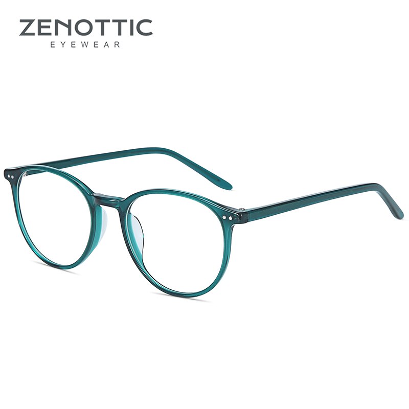 ZENOTTIC Vintage Transparent Acetate Glasses Frame Women Optical Myopia Clear Anti Blue Light Glasses Lens Computer Eyeglasses: GREEN