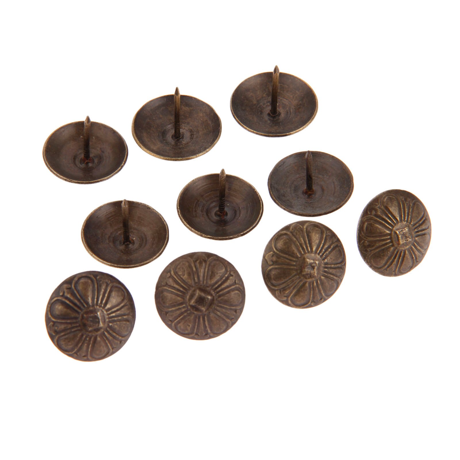 20 st antik blomma nagel dekorativ klädsel stift smycken trälåda dörr soffa möbel stift stift 19*15mm