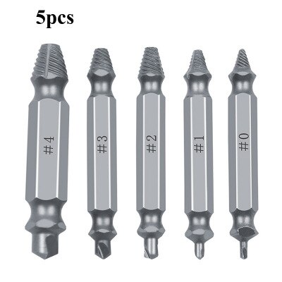 4/5/6Pcs Damaged Screw Extractor Drill Bit Double Side Drill Out Broken Screw Bolt Remover Extractor Tools Set Take Out Tool Set: 5pcs Silver