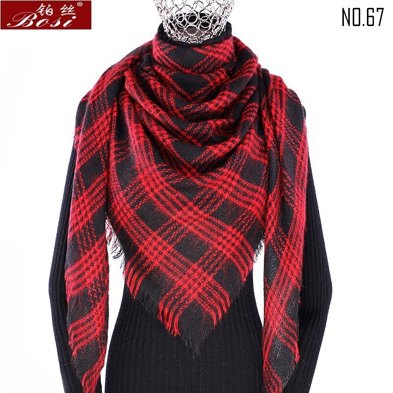 Winter Kasjmier Plaid Sjaal Sjaal Vrouw Poncho Driehoek Luxe Bandana Pashmina Wrap Grote Stola Luxe