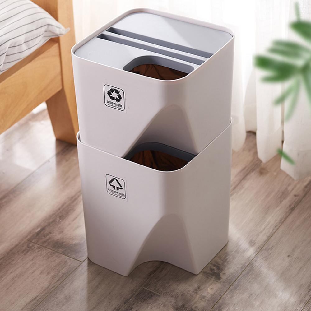 1pc Garbage Can Stacked Sorting Trash Bin Household Dry & Wet Separation Recycling Trashcan Waste Bin Kitchen Office Rubbish Bin