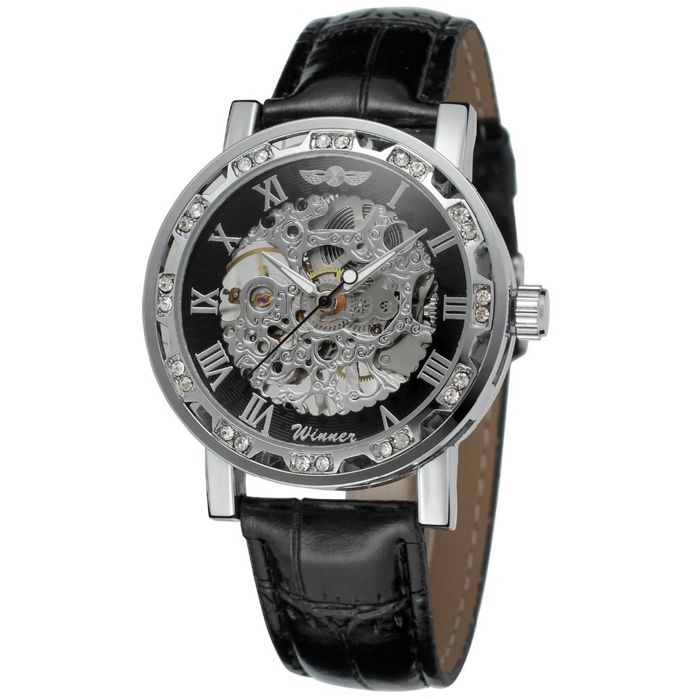 Mannen Mode Klassieke Lederen Riem Roestvrij Staal Lichtgevende Pointer Draagbare Mannen Mechanische Horloges: 4