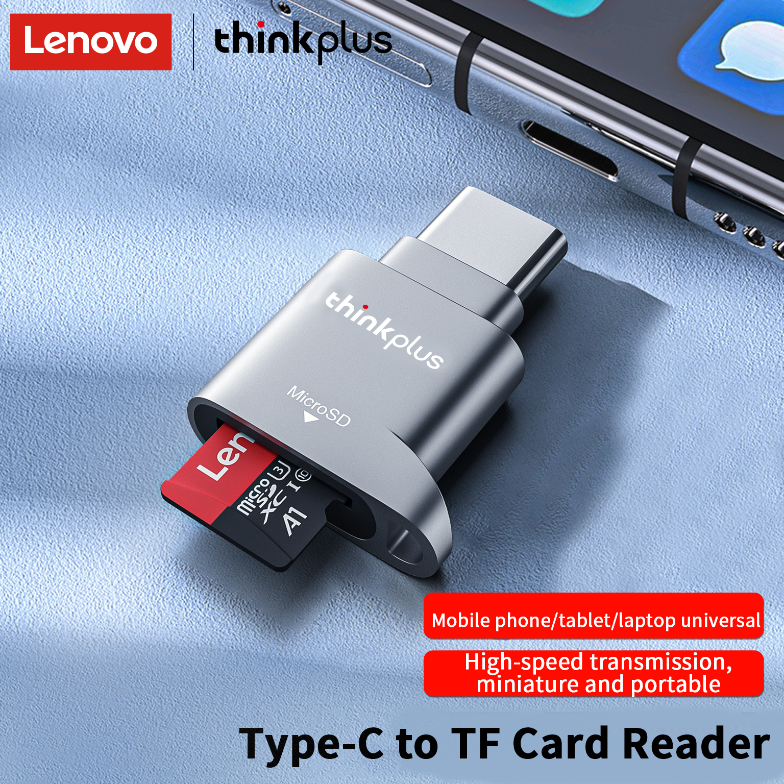 Czytnik kart Lenovo Micro SD, czytnik kart USB C na SD, czytnik kart pamięci typu C TF z adapterem USB C na USB: Default Title