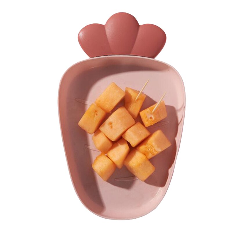 Food Tray Snack Dish Fruit Dry Food Plate Cute Candy Plate Strawberry Shape Fruit Household Plastic Serving Plate For Home: Pink radish