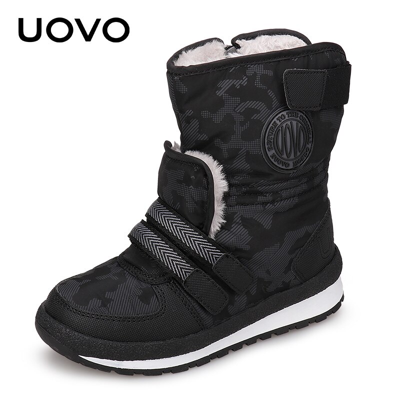 UOVO nouvelles bottes d'hiver pour enfants pour garçons et filles chaussures d'hiver chaudes mi-mollet chaussures pour enfants taille 30 #-38 #: Black / 12,5