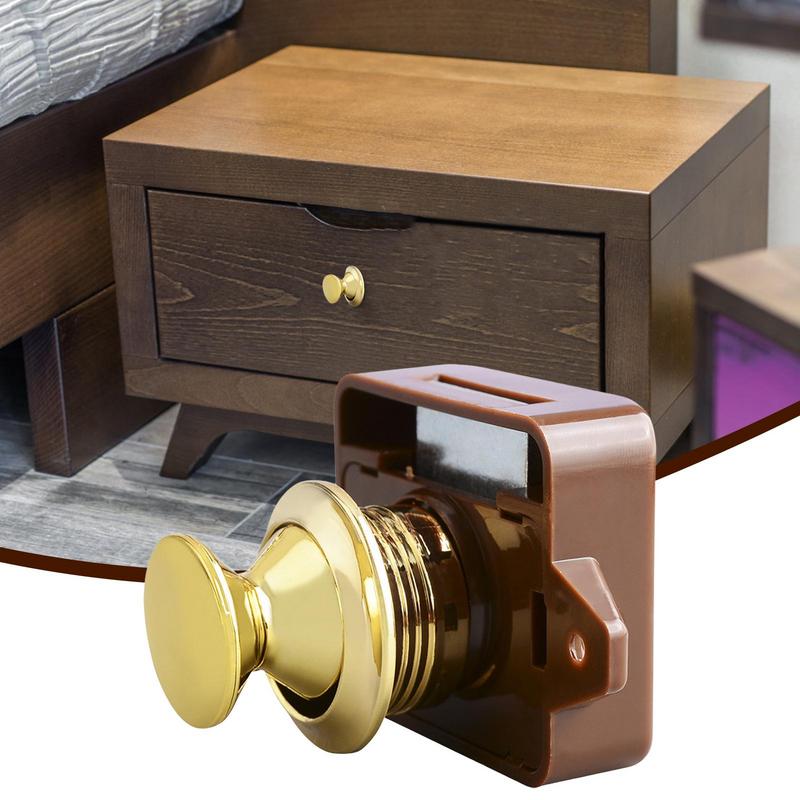 Keyless RV Push Cabinet Locks Cabinet Door Catches Locks Drawer Keyless Zinc Alloy Button For RVs Camper Van Caravan Motorhome