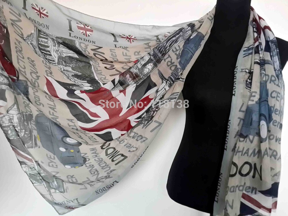 I Love London Souvenir Union Jack Cambridge Scene Print Sjaal Wrap Oversize Lente Accessoires Sjaals,