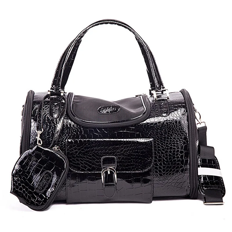 Sac de transport Portable pour animaux de compagnie, chat, chien, avec sac à main, voyage en cuir, petit chien, Chihuahua, Teddy, sac de transport: S / Black