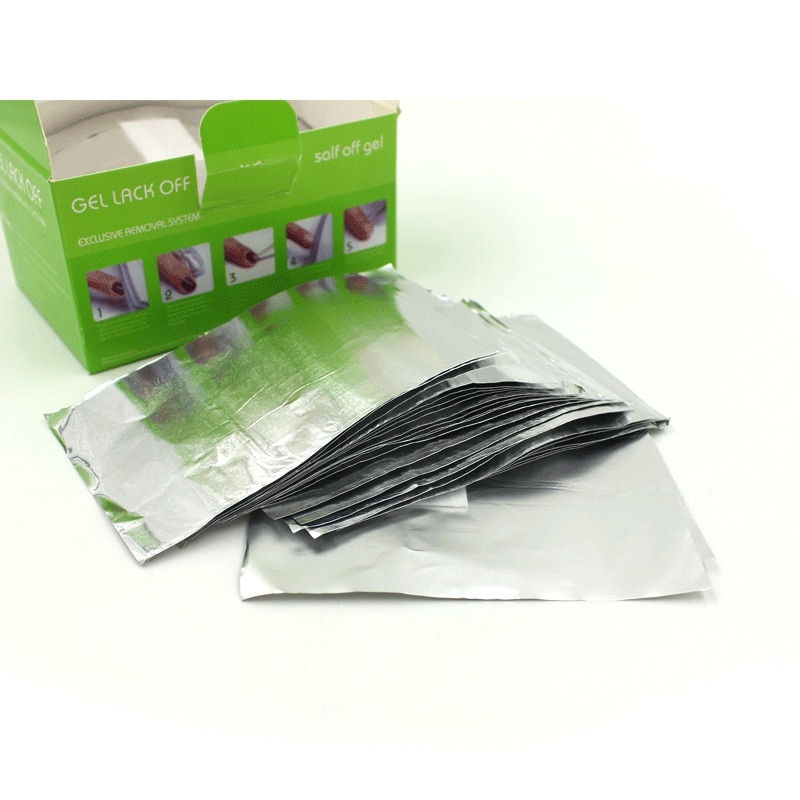 Soak Off Gel Aluminium Folie Papier Met Cutton Voor Uv Gel Wraps Verwijder Gel Nail Art Producten Gel Gebrek Off 100 Stks/zak