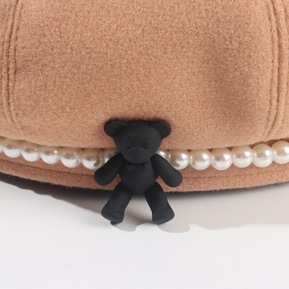 Winter Baret Meisje Mooie Cartoon Beer Parel Schilder Han Editie Kinderen Doek Cap, Mode Hoed