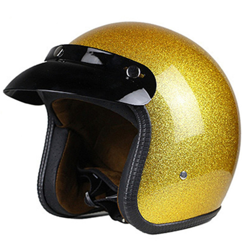 Kiiltoa pinkki vintage moottoripyörä kypärä open face kypärä piste hyväksytty retro moto casco capacete motociclistas capacete ce: Kulta- / S