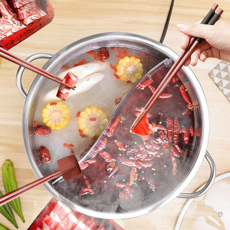 Garnek dwukomorowy ze stali nierdzewnej robić gotowania gorący pota, chińskiego gorący pota, zupy, idealny robić domu, na kemping, na imprezy kuchenne.