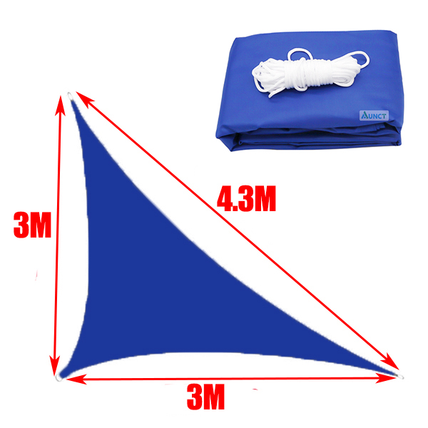 Blauw Waterdichte Zon Zonnezeil Vierkante Rechthoek Driehoek Vorm Tuin Terras Luifel Uv-Block Schaduw Kamp Wandelen Yard Luifels: 3x3x4.3m