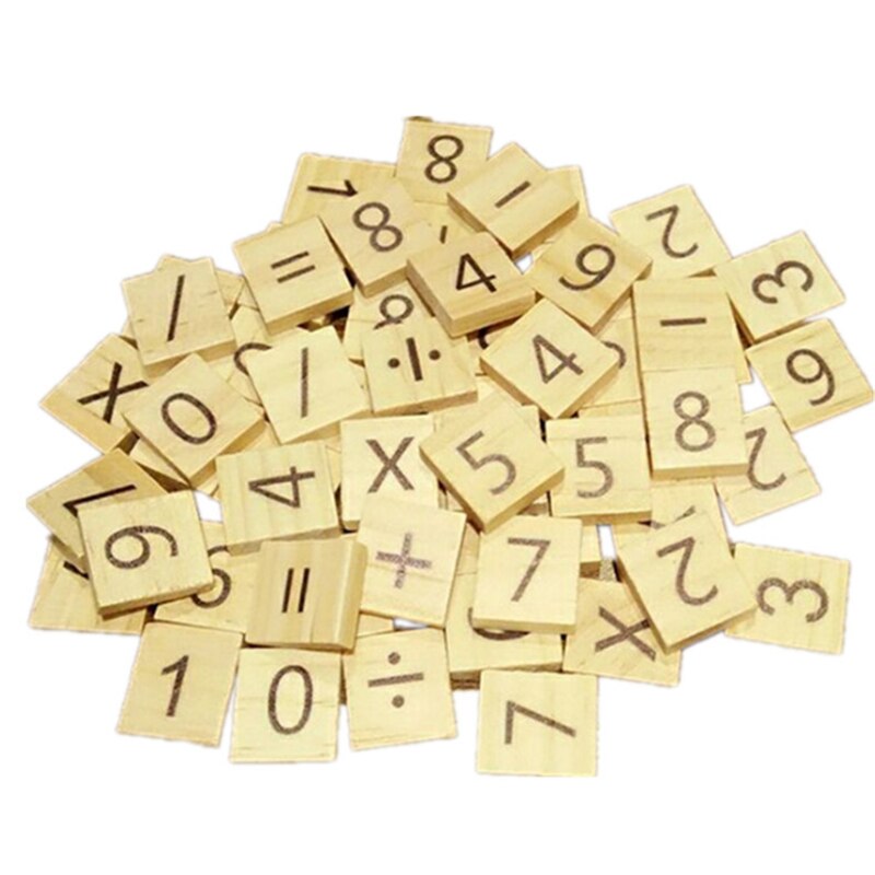 100Pcs Wooden Alphabet Tiles Black Letters Numbers For Crafts Wood Digital Puzzle: Numbers