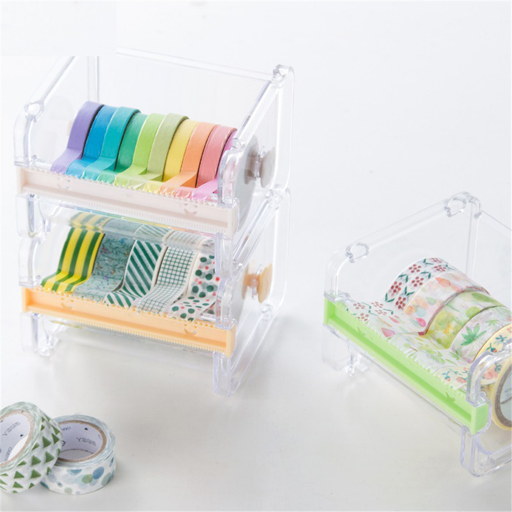 Japanese Stationery Masking Tape Cutter Washi Tape Storage Organizer Cutter Office Tape Dispenser Supplies