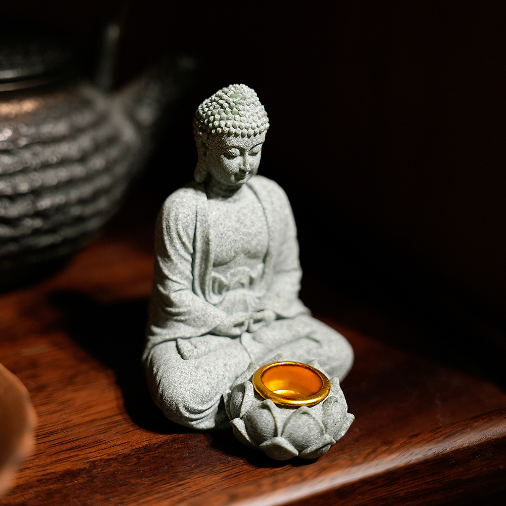 Husholdningsaromaterapidekorationer kinesiske ornamenter stue zen te skrivebordshåndværk lille siddende buddha skulptur