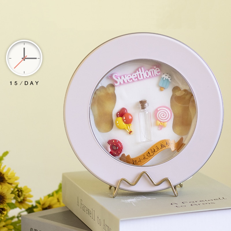 Nyfødt baby fod hånd print diy kit fotoramme dåse sæt barn pige dreng fodaftryk skrivebord indretning tilbehør souvenir kæledyr hund