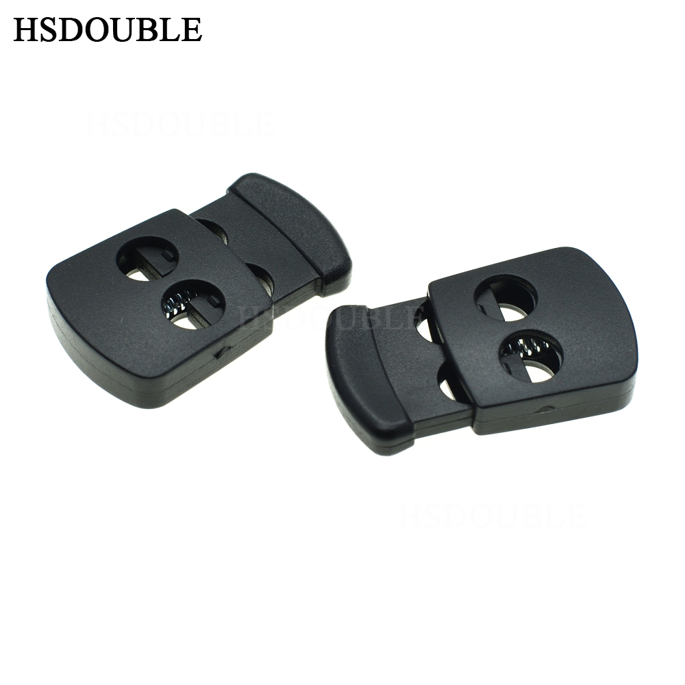 2 Holes Cord Lock Toggle Stopper Plastic Toggle Clip Black 30mm*17.65mm*5.28mm