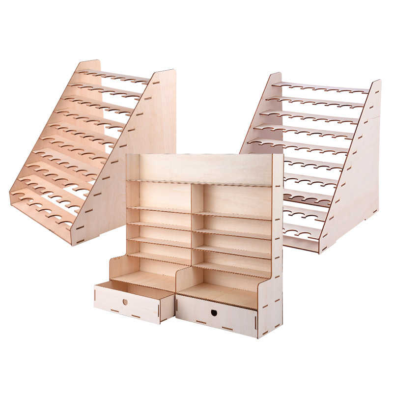 10 Layers Modular Master Paint Box Organizer Storage Tools Supplies Collapsible 75 Pots Wooden Paint Bottles Storage Rack Holder