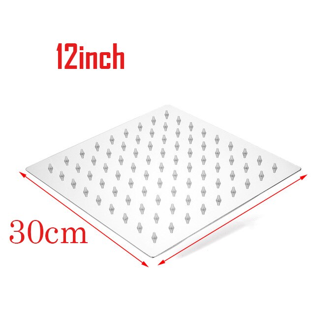 SHBSHAIMY Chrome 20'' Square Rainfall Bathroom Shower Head Set Brass 10 12 16'' Ceiling Mounted Bathtub Shower Head: 12 inch