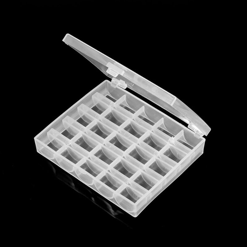 25Pcs Plastic Coil Empty Bobbins Sewing Machine Spools Home Tools Accessories with Clear Transparent Storage Case Box L93F
