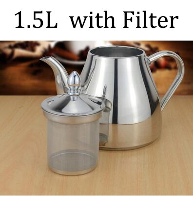304 Stainless steel tea pot with tea strainer teapot with tea infuser teaware sets tea kettle infuser teapot for induction: Dull