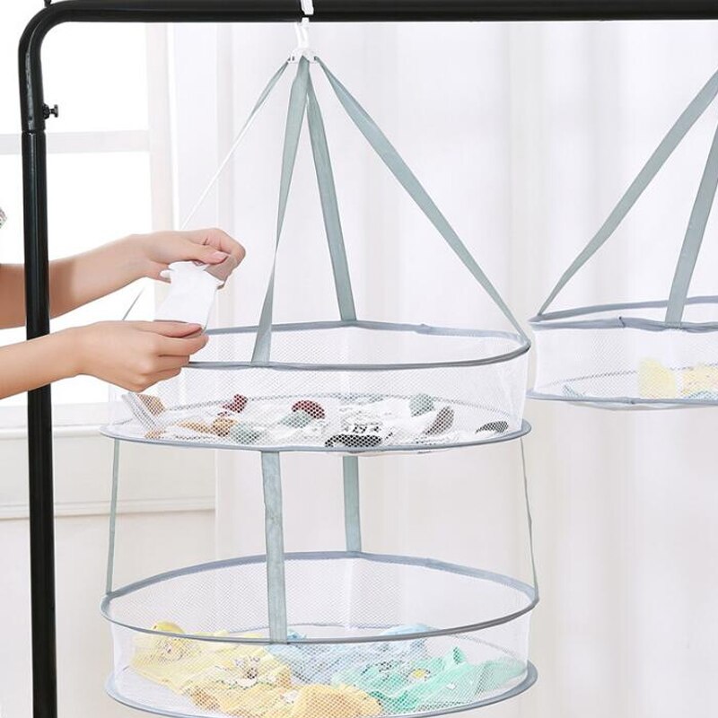 Round Clothes Dryer Laundry Basket Garment Rack Folding Hanging Sweater Drying Cloth Net Dry Rack Hanger For Underwear Socks