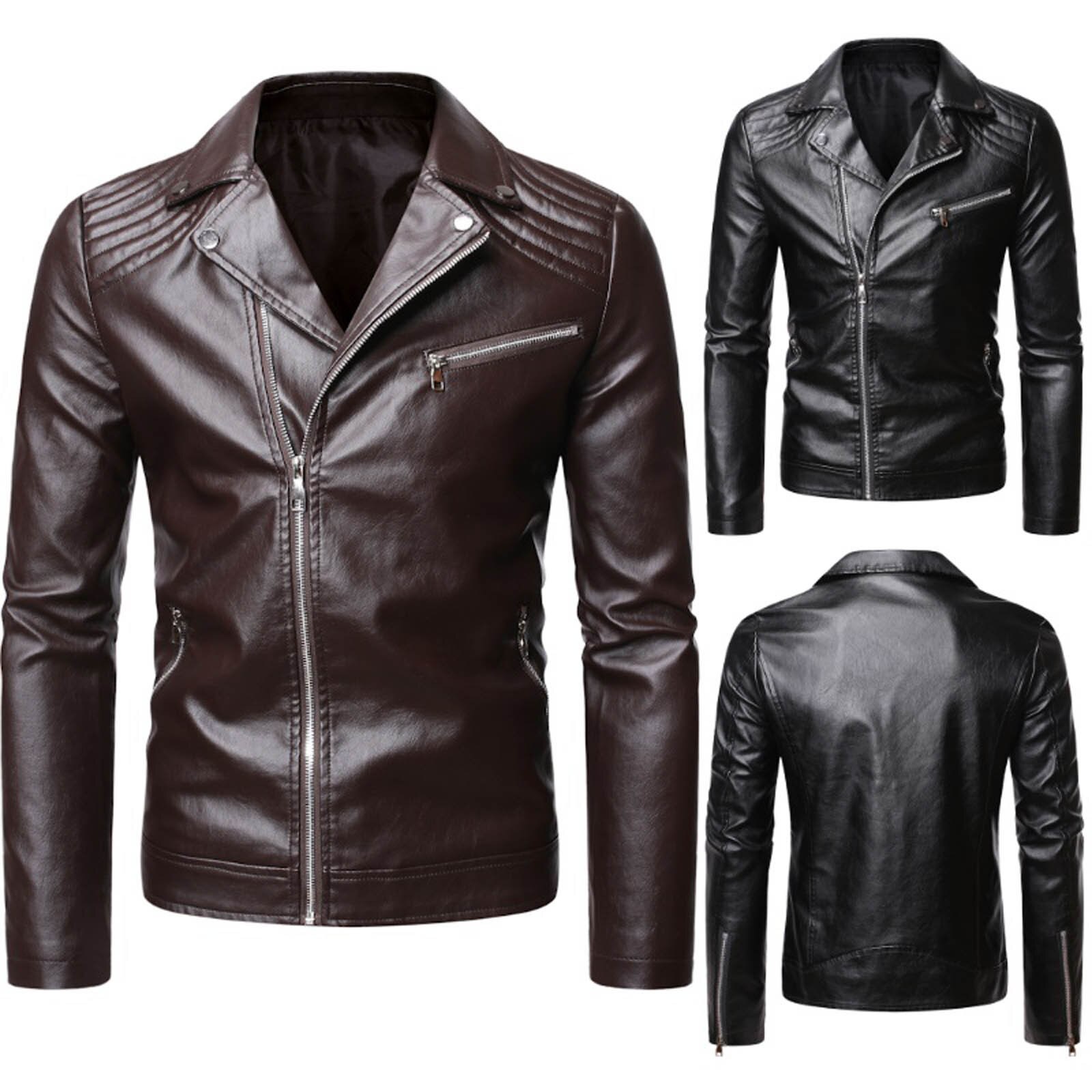 Mannen Motorjacks Winter Verdikking Warm Casual Jas Effen Kleur Mode Retro Jacket Uitloper Slim Waterdichte Tops Kleding