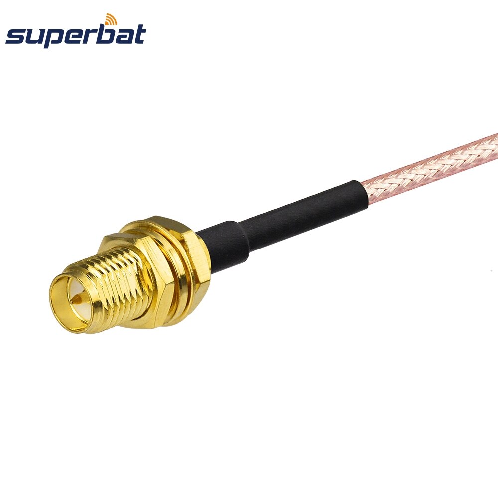 Superbat mmcx jack fêmea a RP-SMA jack fêmea anteparo pino porca conector trança cabo de extensão rg316 10cm para sem fio