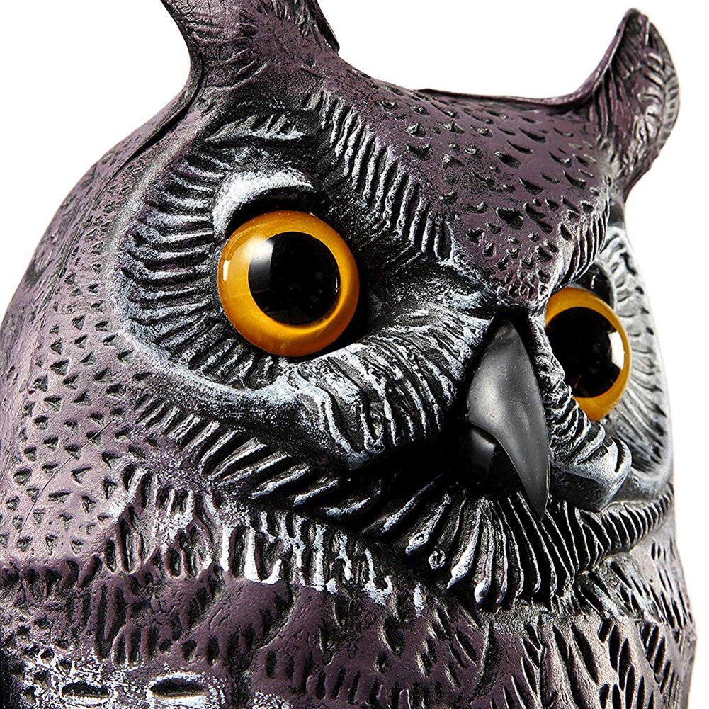 Odstraszacz ptaków fałszywy wabik sowa z przerażającym dźwiękiem migające oczy drapieżnik wabik szkodnik ptaki wystrój ogrodu