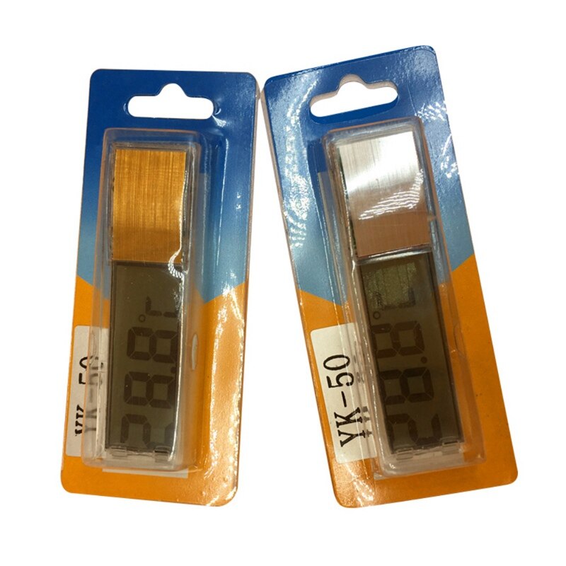 Plastic Metalen 3D Digitale Elektronische Aquarium Thermometer Fish Tank Temp Meter Goud Zilver