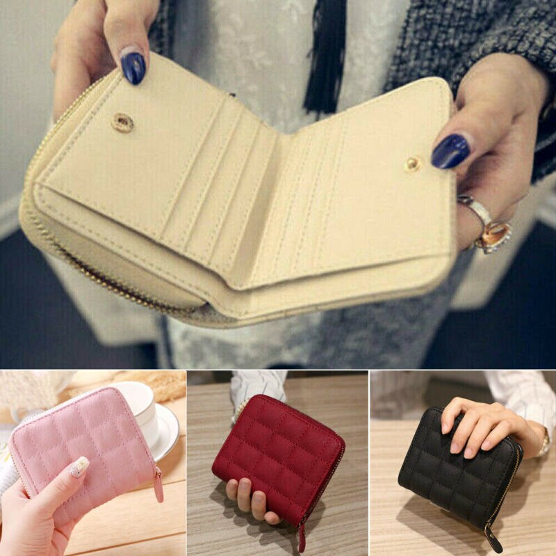 Delle Signore Delle donne Portafoglio In Pelle Con Zip Della Borsa Della Moneta Della Frizione Della Borsa Piccolo Mini Supporto di Carta