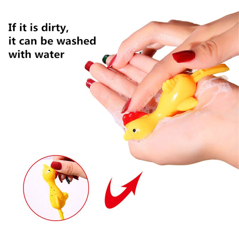 3PCS Finger Birds Fun Novelty Toys Funny Joke Rubber Chicken Stretchy Flying Turkey Party Favors