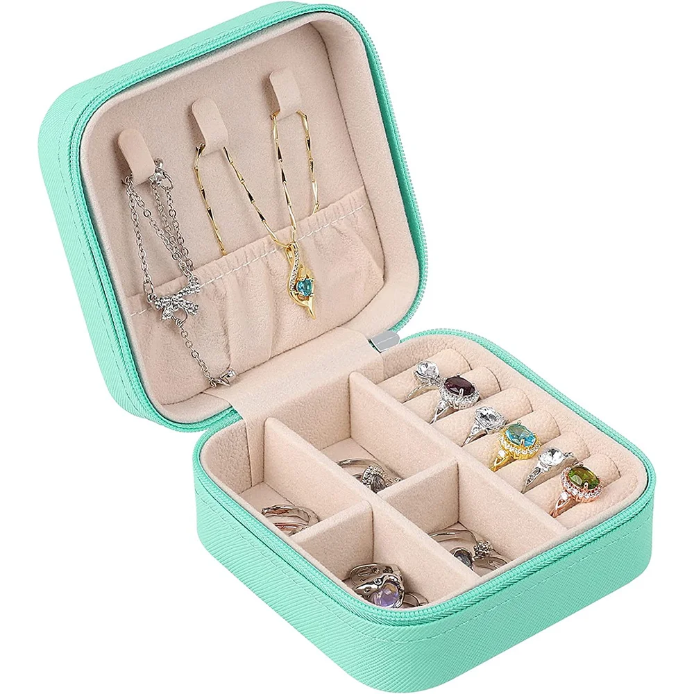 Jewelry Box Ornaments Organizer Display Travel Portable Zipper Storage Case Wreath Printing Series Earring Holder